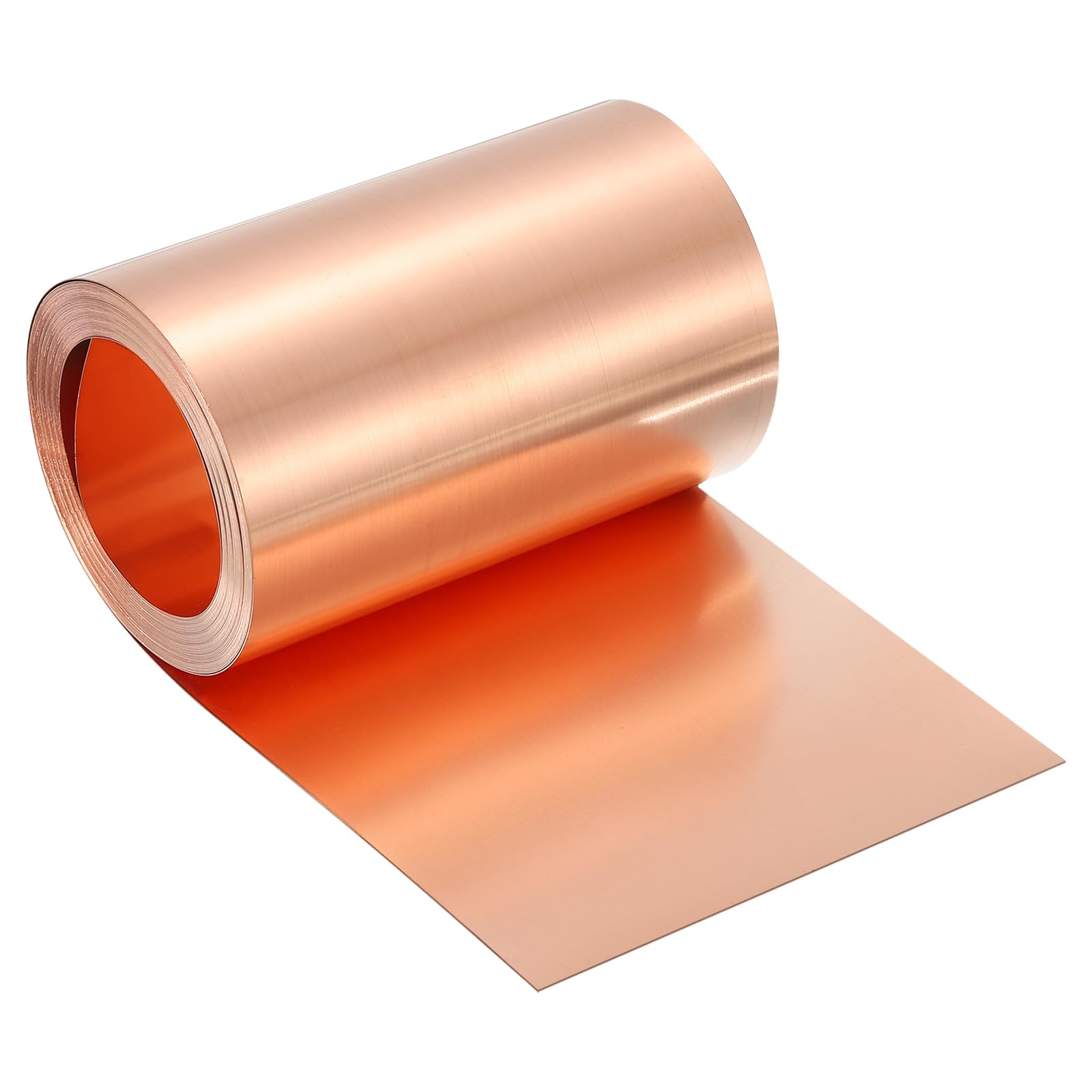 QUARKZMAN Reine Kupferblechrolle 0.5mm 24Ga Dick T2 Kupferblech 2440mm x 102mm/8Ft x 4in Weicher Kupferstreifen Metallfolienplatte Für Basteln Elektro Hausreparatur