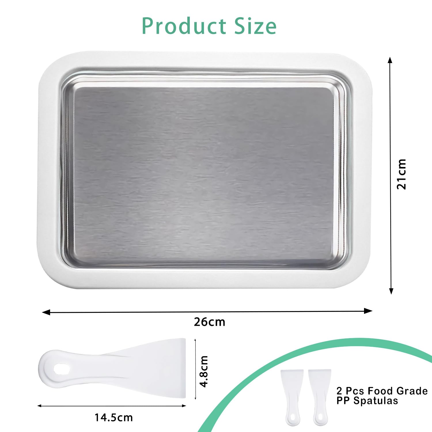Máquina de rodillos de helado instantáneo con 2 espátulas, máquina de helado enrollada de 26 x 21 cm para sorbete, yogur congelado, helado, helado, máquina casera para hacer yogur congelado para niños