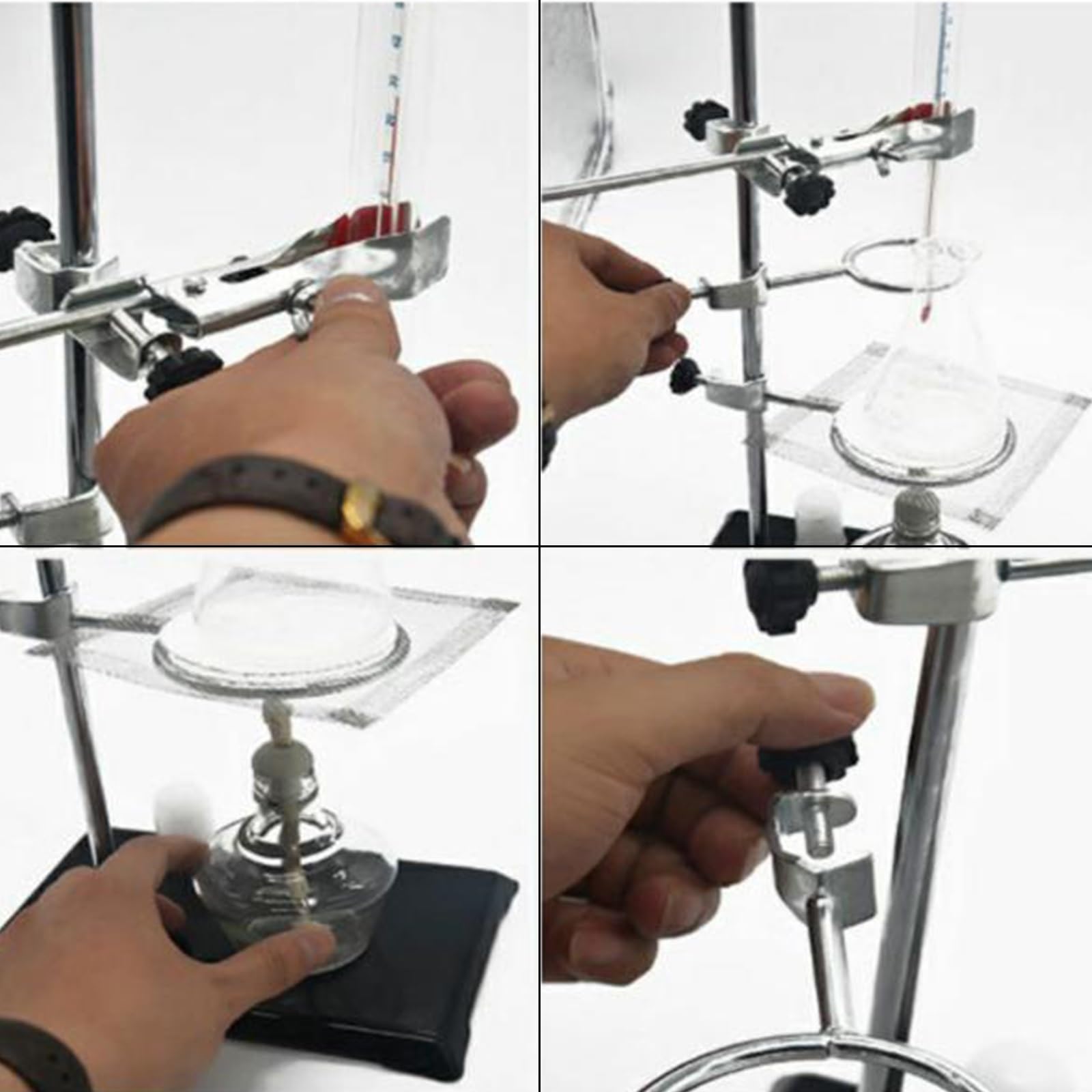 Supporto da laboratorio for supporto con 3 clip regolabili e cappucci for materiale scolastico in acciaio inossidabile for l'insegnamento della biologia chimica,Operazione flessibile