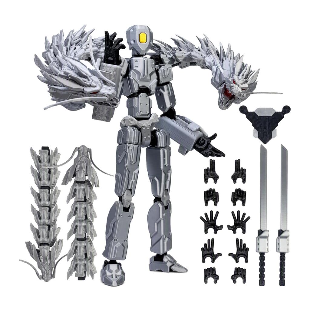 DiiWmme Assembly Completed T13 Action Figure,3D Printed​ Dummy 13 ，Silver