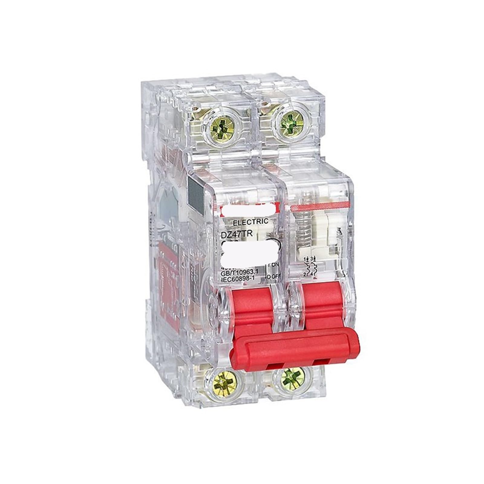 Disjoncteur miniature DZ47TR 2P C 63A 4.5kA transparent
