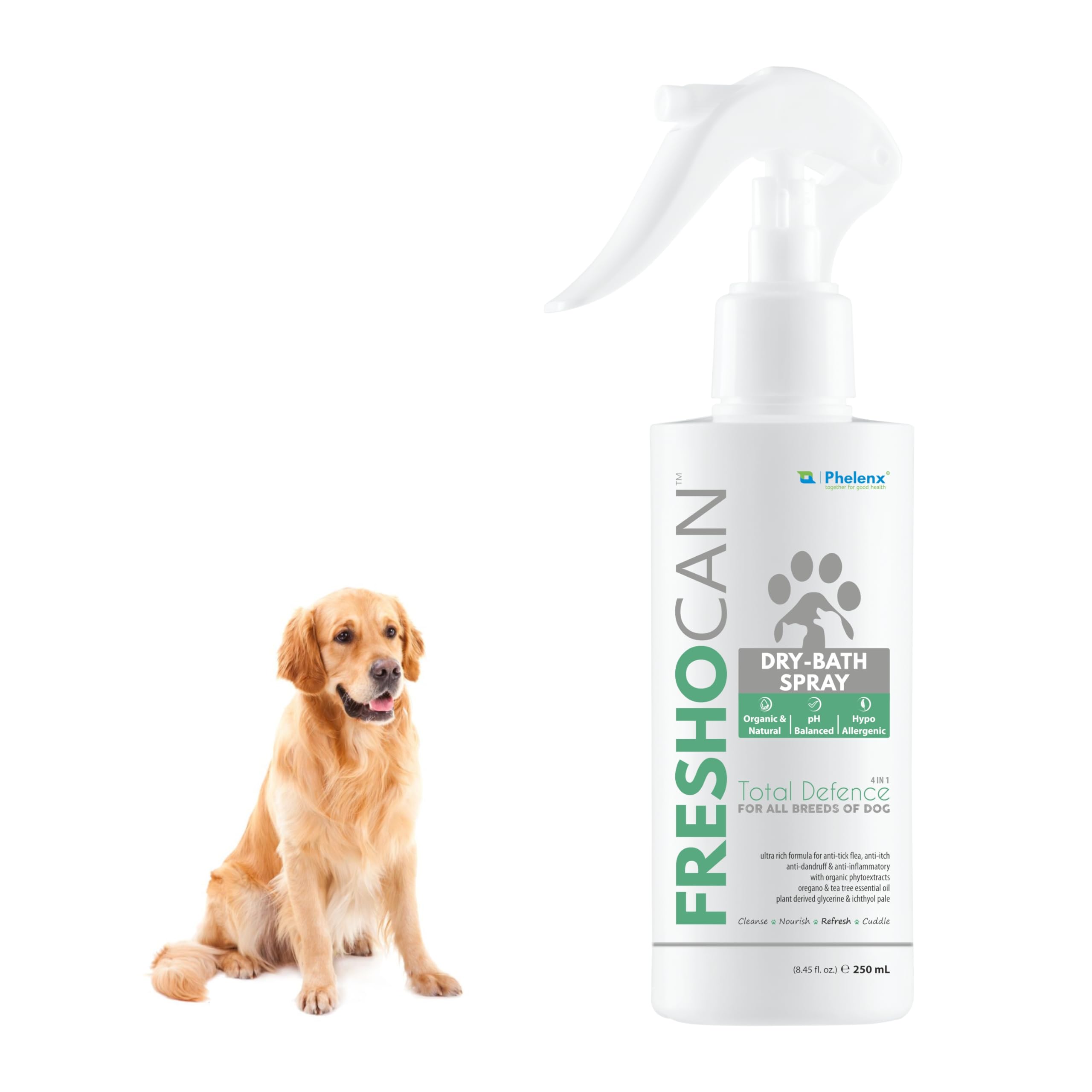 PHELENX | Freshocan - 4 in 1 Total Defence Dry Bath Shampoo for Dogs | 250 mL (Tick & Flea Control, Anti-Itch, Anti-Dandruff, Anti-Inflammatory) (B0CK5HDJWW) Amazon Price History, Amazon Price Tracker