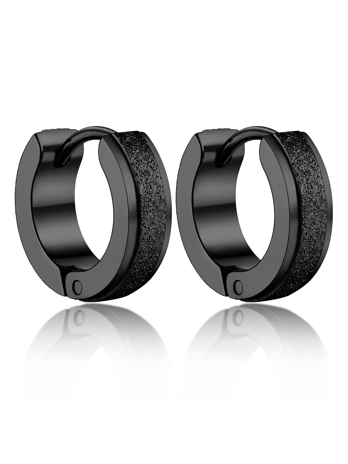 Bandmax Huggie Hoop Earrings for Men Women, Stainless Steel/Gold Plated/Black Small Huggie Earrings Punk Rock Spike Hoops Earrings Stud Earrings Hypoallergenic