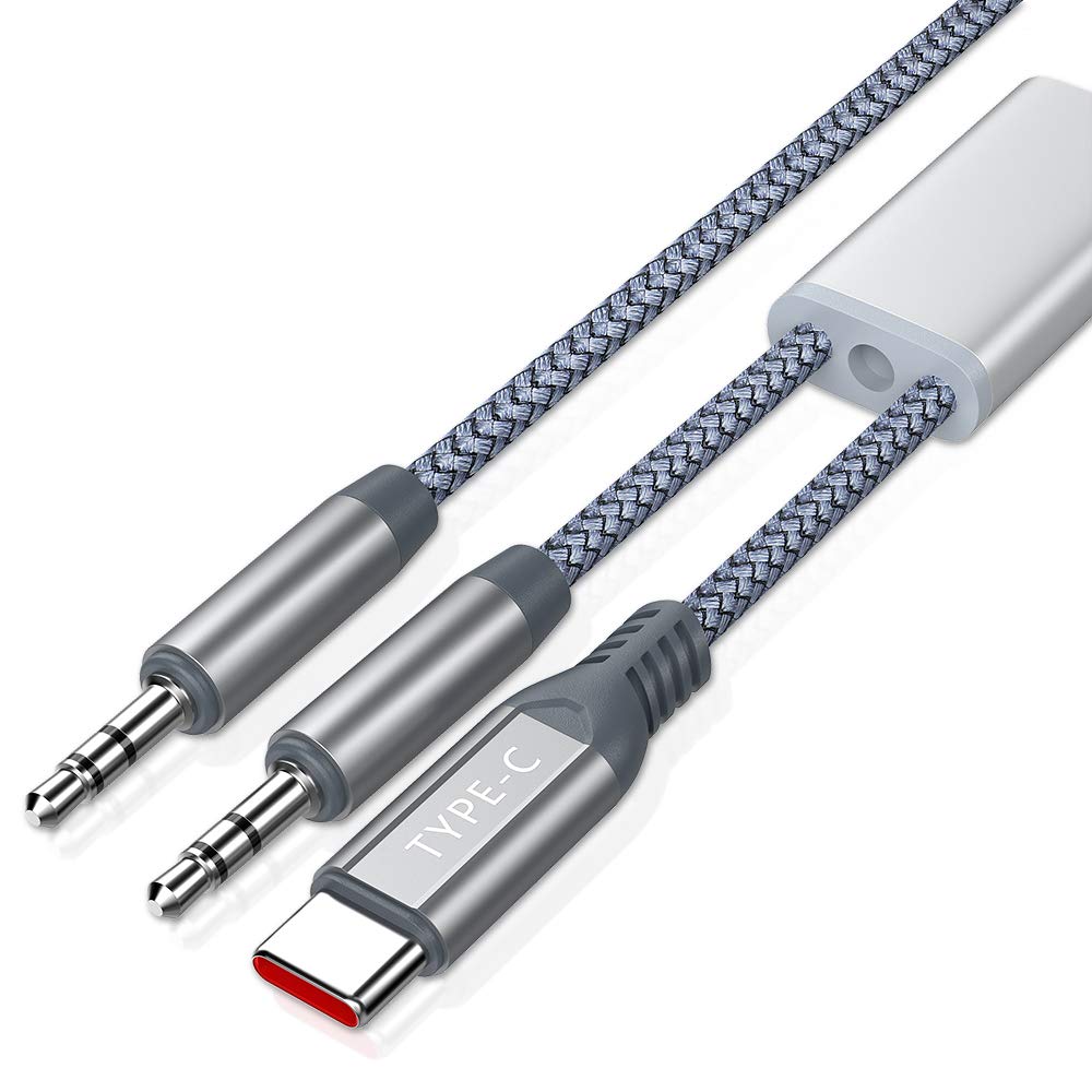 APETOO USB C to 3.5mm Male Audio Aux Cable, 6.6ft Type C Nylon Headphone Jack Stereo Speaker Car Aux Cord for Samsung Galaxy S21 plus S20 FE Note 20 Ultra Google Pixel 5 4 3 XL iPad Pro iPad Air 4