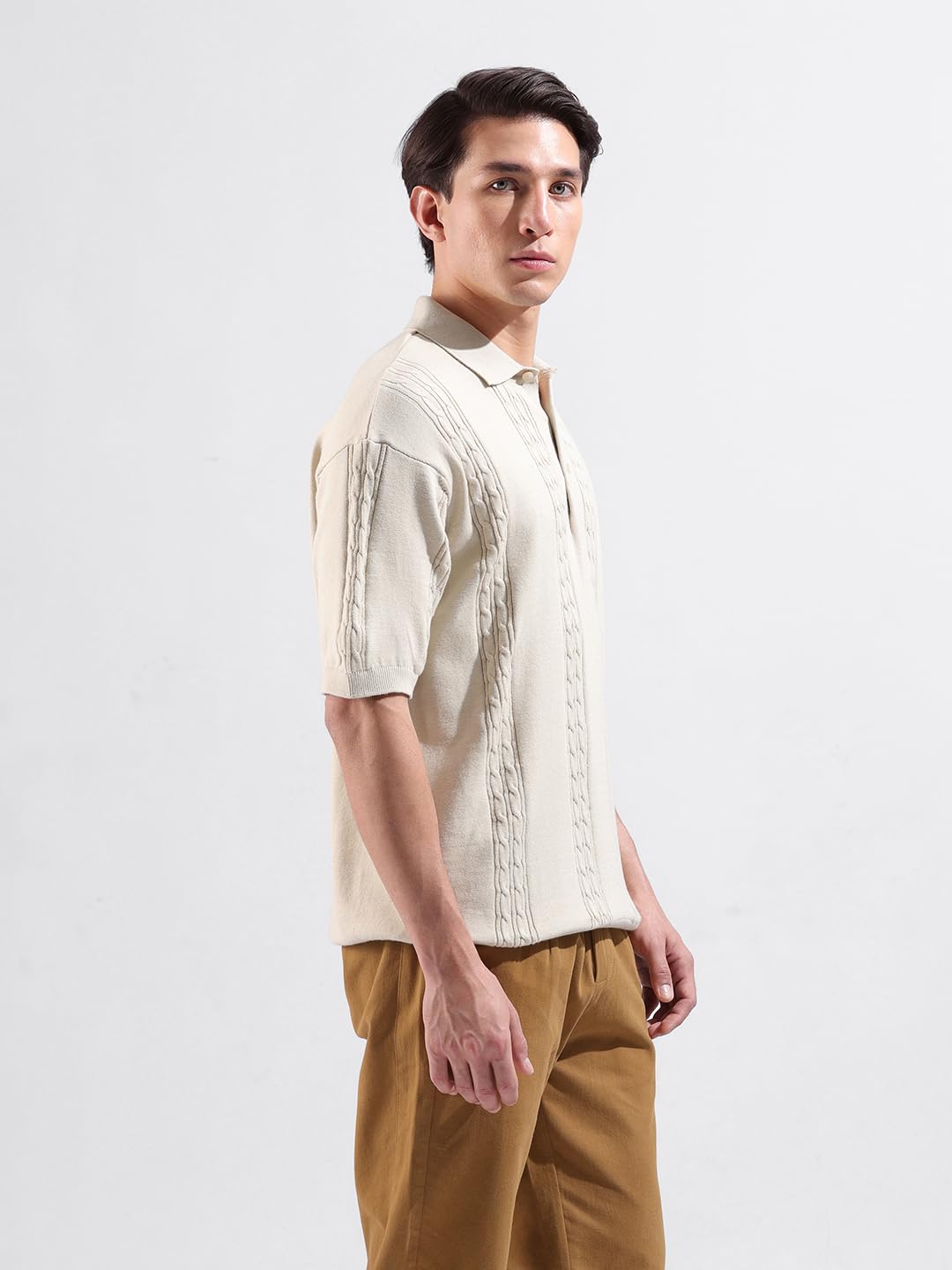 The Indian Garage Co Camiseta polo de manga media para hombre, de punto plano, texturizada, de gran tamaño