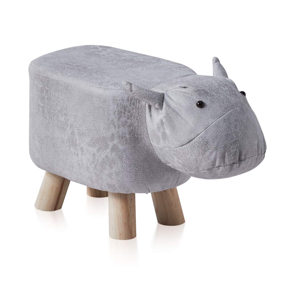 TUKAILAiBull Animal Shape Footstools Upholstered Ottoman Pouffe Chair Rest Seat Sofa Chair with Solid Legs Support Decorative Stool for Any Room (Grey)