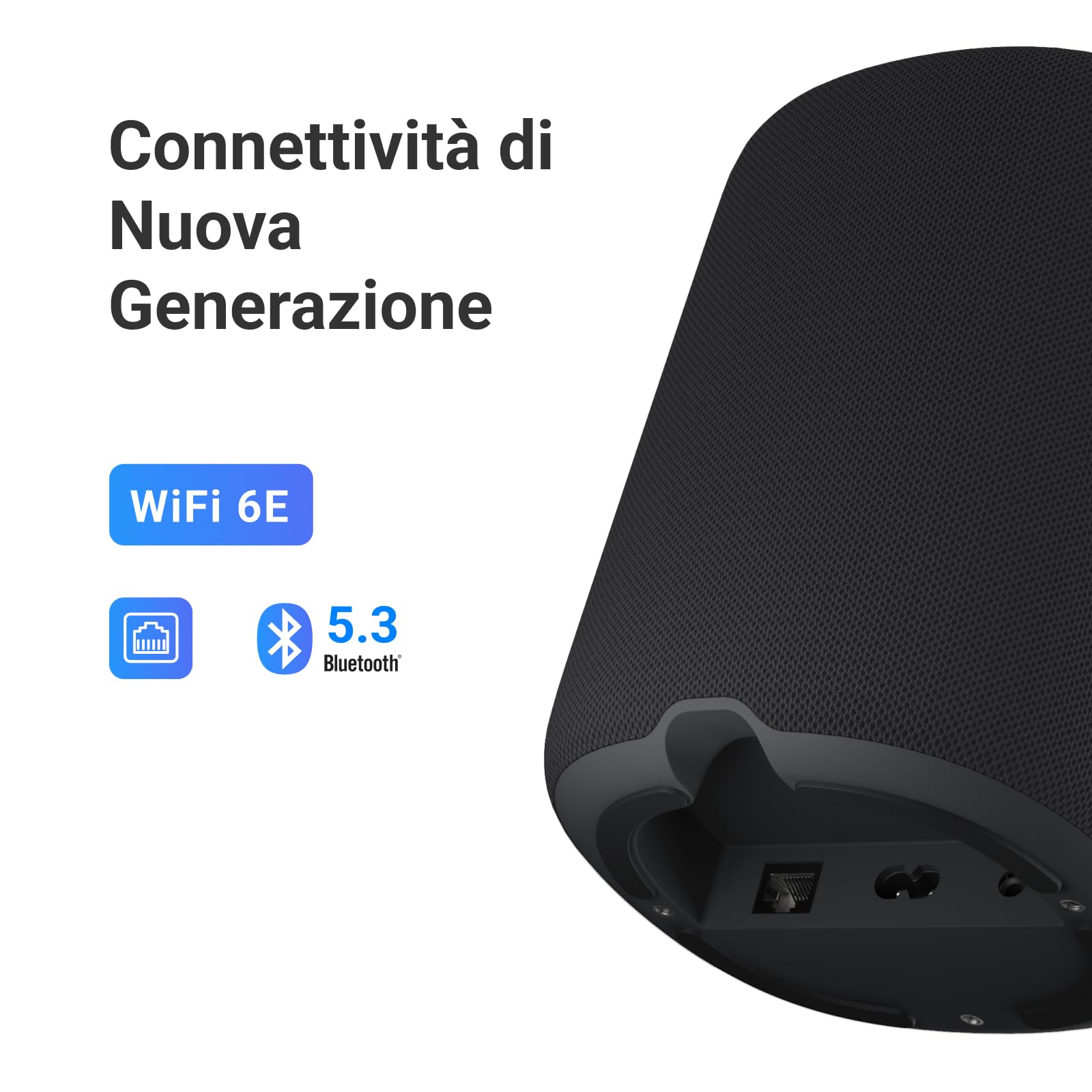 WiiM Sound Lite Smart Speaker, Audio Hi-Res 24-bit/192 kHz, Correzione Ambientale AI RoomFit™, 100W di Picco, Wi-Fi 6E/Bluetooth 5.3, Multi-Room e Stereo Pairing, Nero