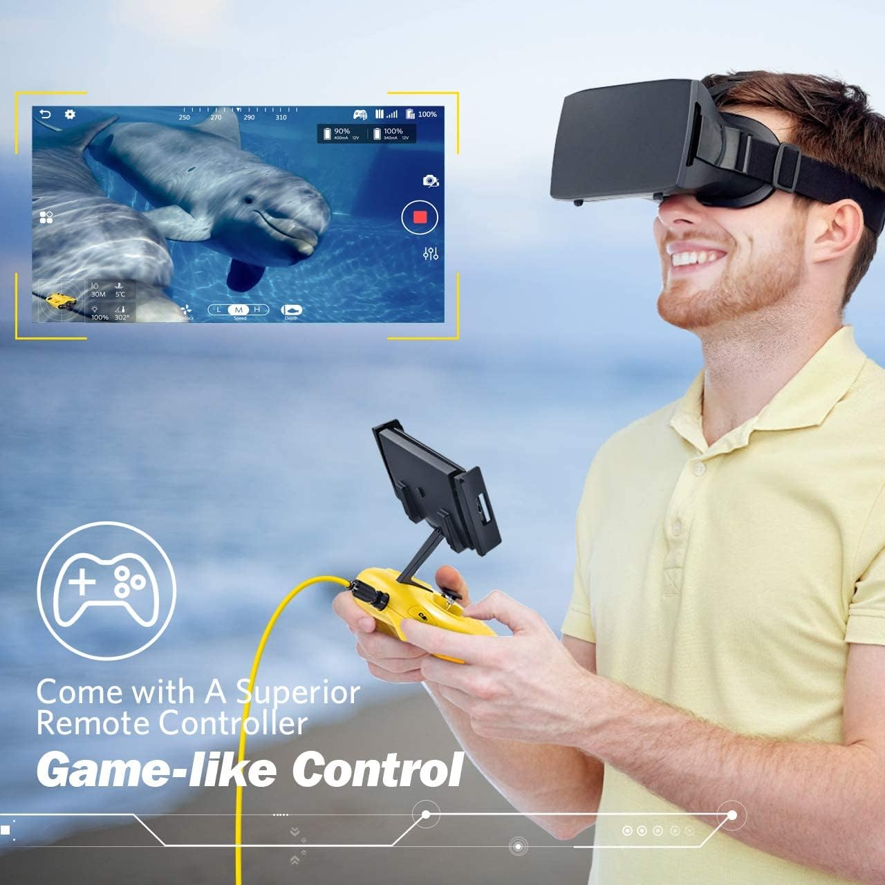 gladius Mini Underwater Drone, 4K UHD Underwater Camera for Real Time Viewing, Remote Controller and APP Remote Control, Dive to 330ft, Live Stream, Adjustable Tilt-Lock, Fish Finder, ROV : Electronics