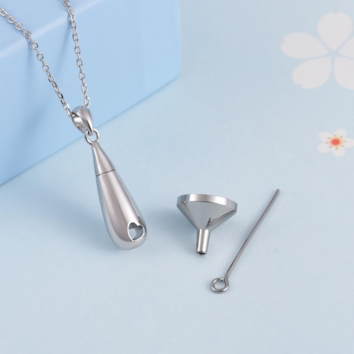 925 Sterling Silver Urn Pendant Necklace Teardrop Cremation Jewelry for Ashes Memorial Keepsake for Women - Image 4