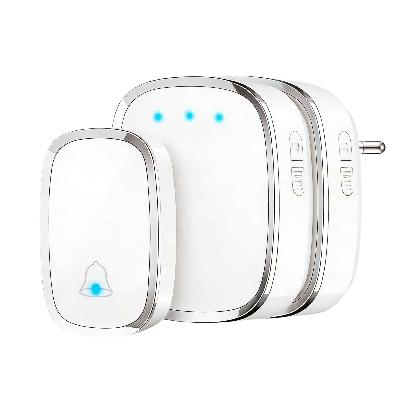 Nydunce Campanello Senza Fili Kit da Esterno Impermeabile IP44-1 Trasmettitore + 2 Ricevitori, Portata 300M, 36 Suonerie, Doppia Copertura per Casa Grande, Ufficio - 2