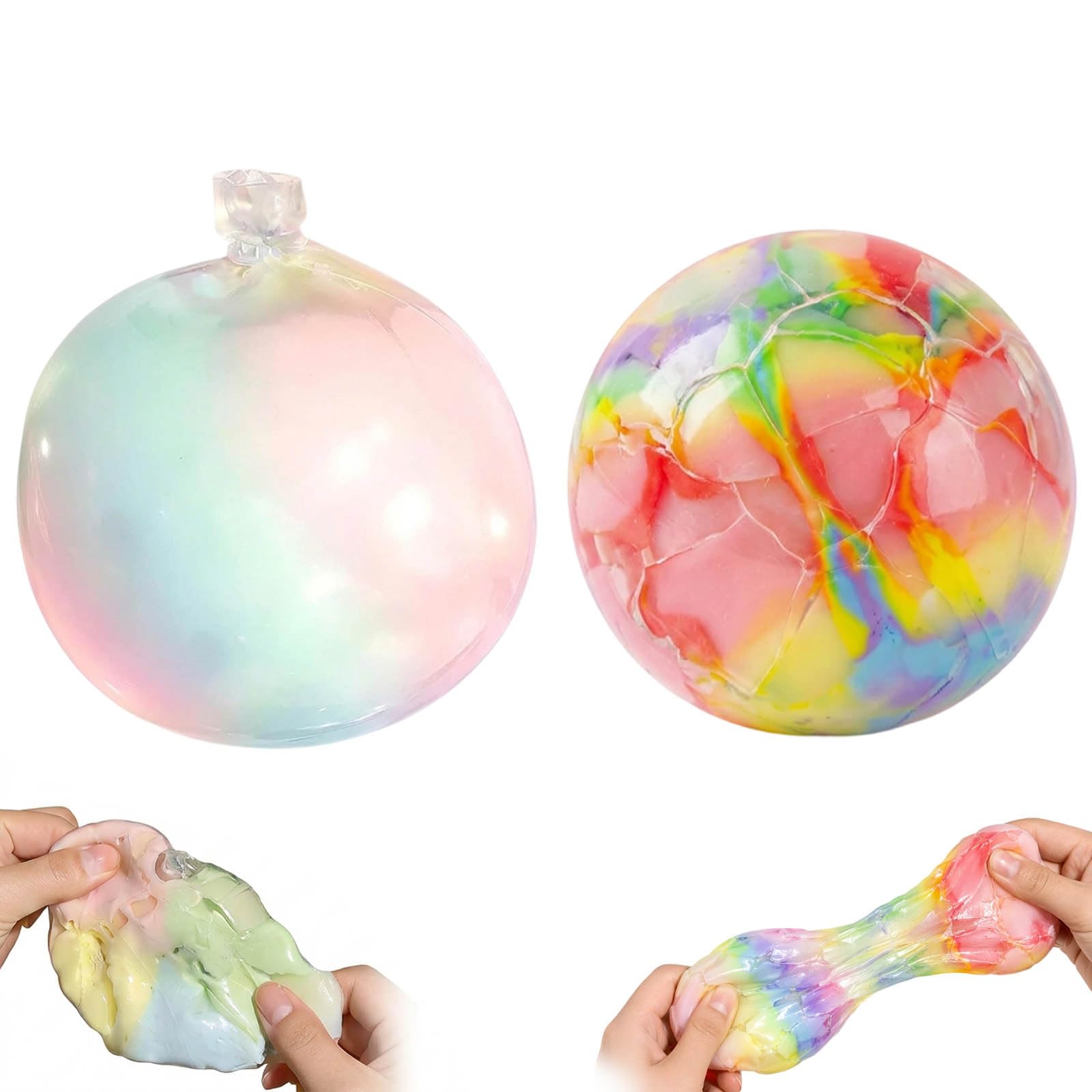 2Pcs Wax Cracking Squishy, Wax Squishy, Crispy Crackling Texture Ball, Two-Piece Colourful Set, Portable for Office and Study