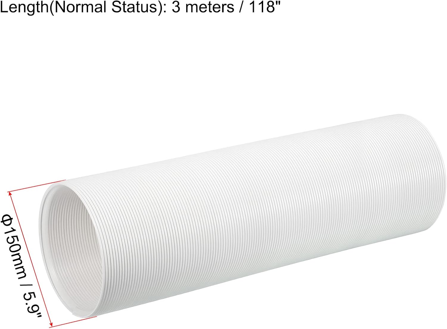 MECCANIXITY Air Conditioner Hose, 5.9 Inch Diameter 118 Inch Length Anti-Clockwise Thread AC Vent Exhaust Tube for Room Portable Air Conditioners