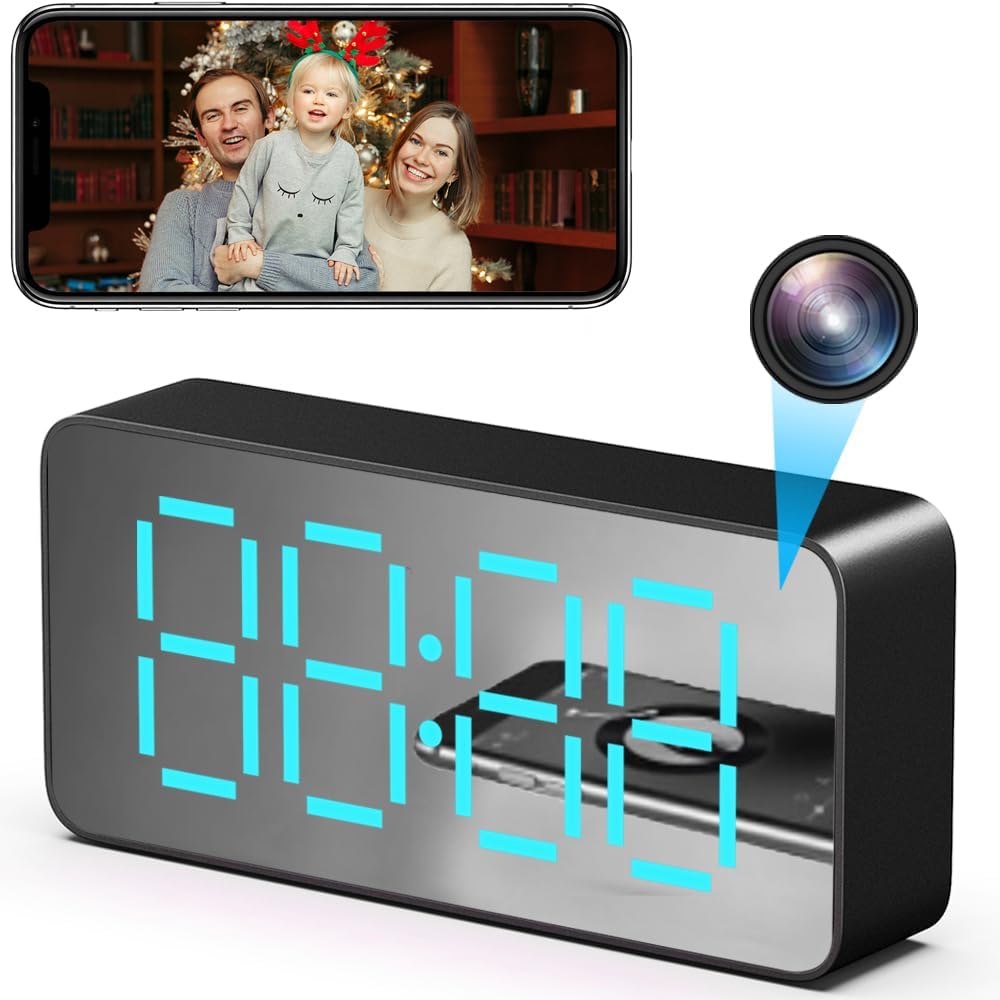 WiFi Clock Hidden Camera HD 1080P Wireless Nanny Spy Camera with Night Vision Motion Detection Camera for Indoor Security