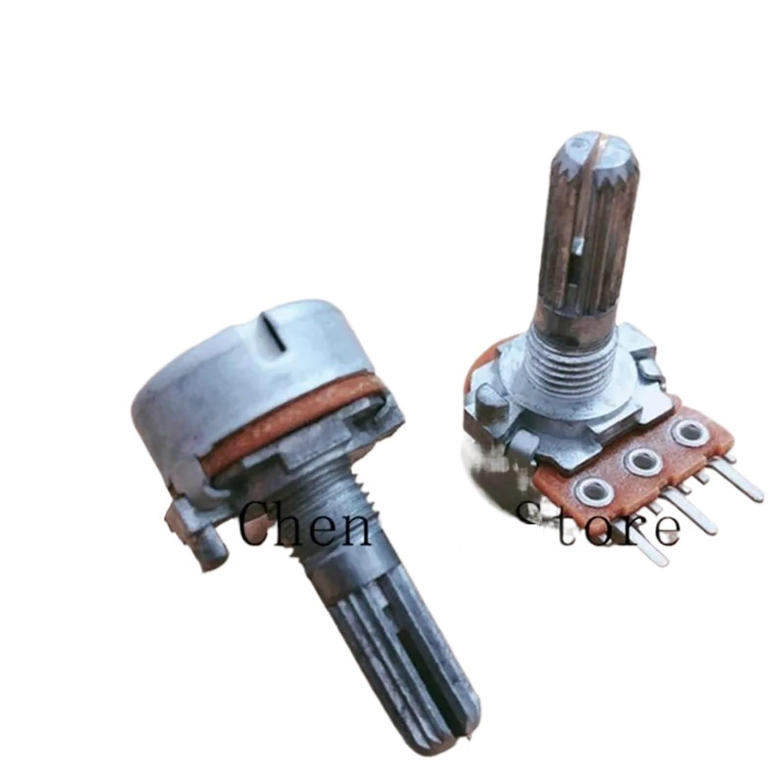 JGNAYRKJQI 10PCS 16 Type Mono 3P Potentiometer Amplifier Volume Adjustment Switch B10K B50K B100K Handle Length 20MM(100K Ohm)