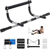 Ally Peaks Doorway Pull Up Bar - 440 lbs Heavy Duty Thickened Steel Chin Up Bar with Resistance Bands, Multi-Grip Home Gym Workout
