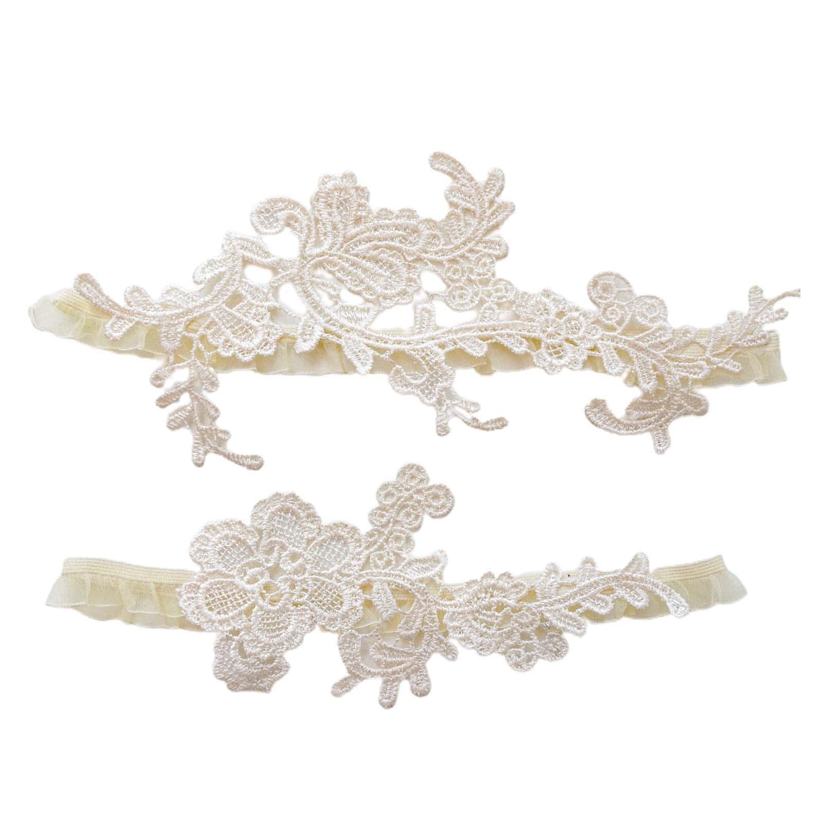 nivaa 2x Wedding Garter Set Costume Bridal Garters for Parties Bridesmaid Weddings beige-picture-23