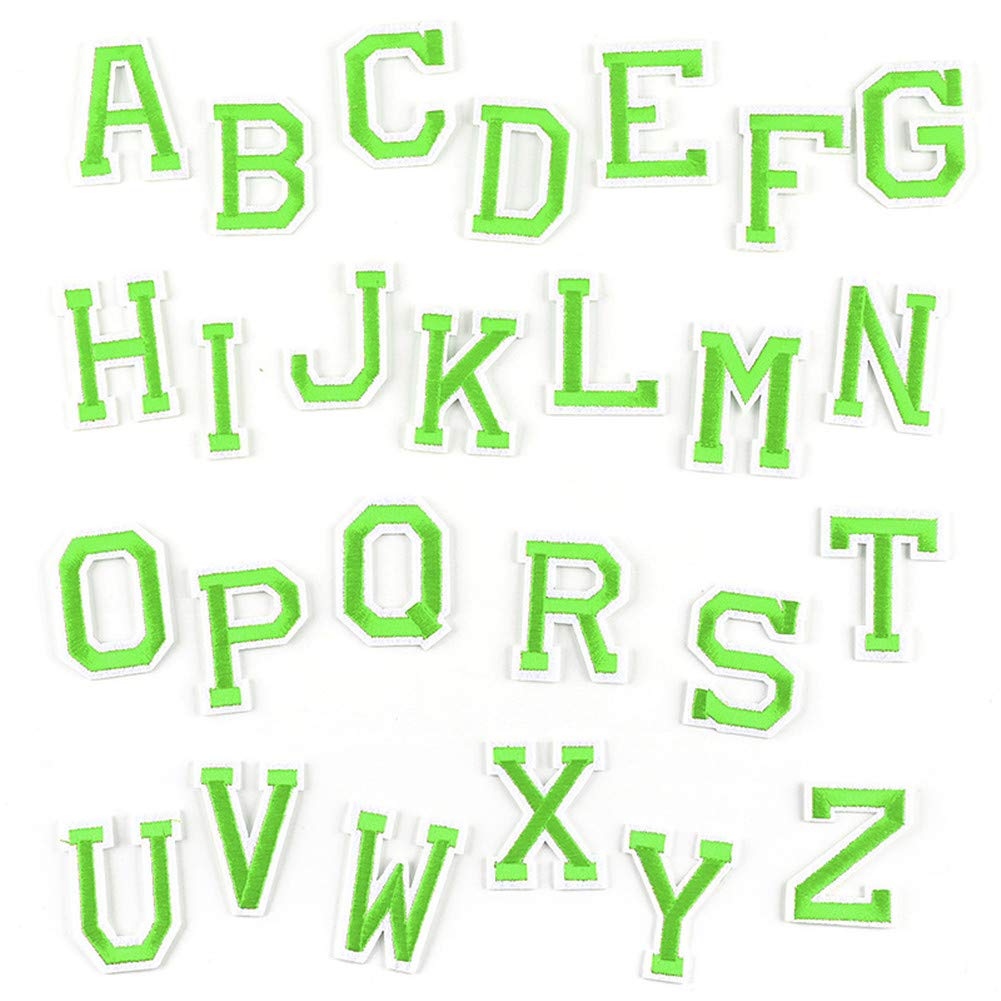 Iron on Patches Letters 26pcs A-Z Alphabet Patches Animal Shaped DIY Motif Iron On Or Sew On Patches Appliques for Jeans Jackets Backpacks(Green)