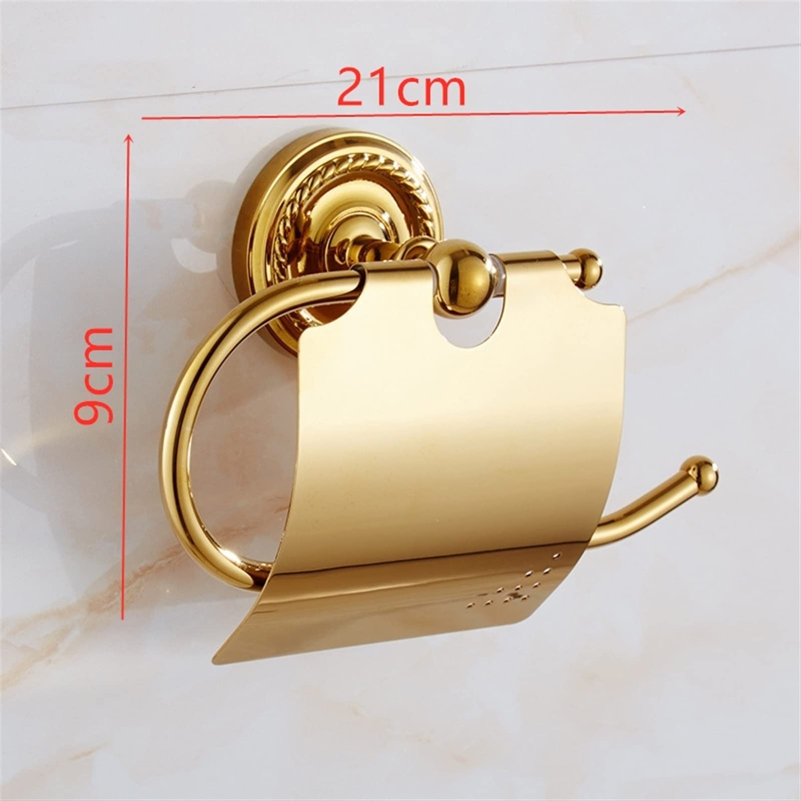BIVOO Kreativer europäischer Stil Badezimmer Toilettenpapierbox Wasserdichter Papierhandtuchhalter Messing Golden/Roségold Toilettenpapierhalter (Color : Gold)
