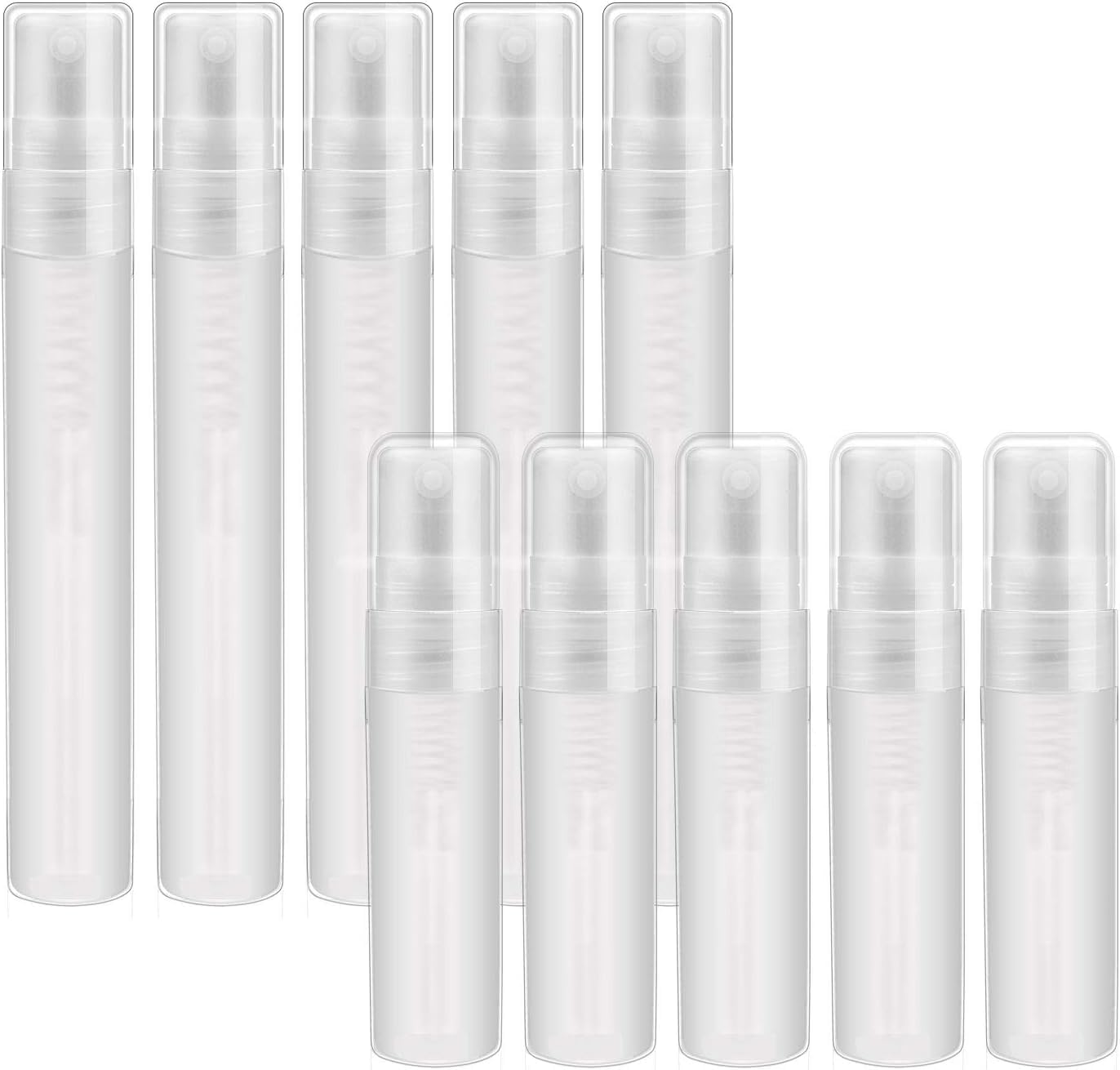 Azonee Empty Spray Bottle, 10 Pcs Plastic Fine Mist Small Spray Bottle Refillable Atomiser Travel Bottle Sets Plastic Bottle Spray Mini Empty Sample Bottles Atomizer Pump for Perfume, Toner 10ml&5ml