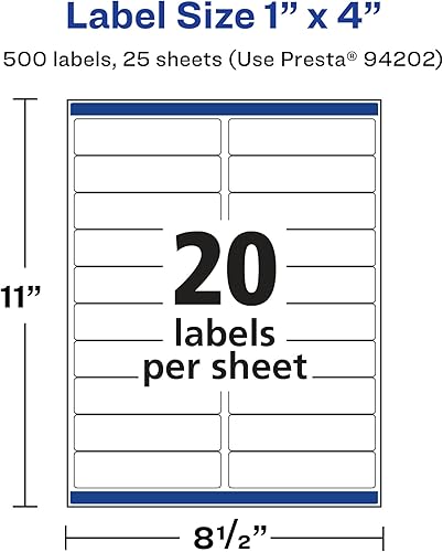 Miniatura 5 de Avery Etiquetas rectangulares transparentes brillantes con alimentación segura, 1 x 4 pulgadas, 500 etiquetas transparentes brillantes, etiquetas