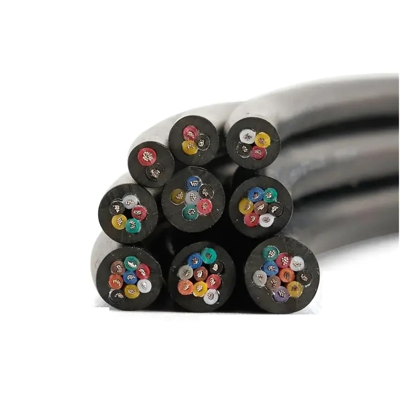 Cable con núcleo de cobre puro apantallado, Cable de control de señal blindado multinúcleo de PVC UL2464, 2-10 núcleos, 10 m, 18-28 AWG, negro(5 Core-black,10M-18 AWG)