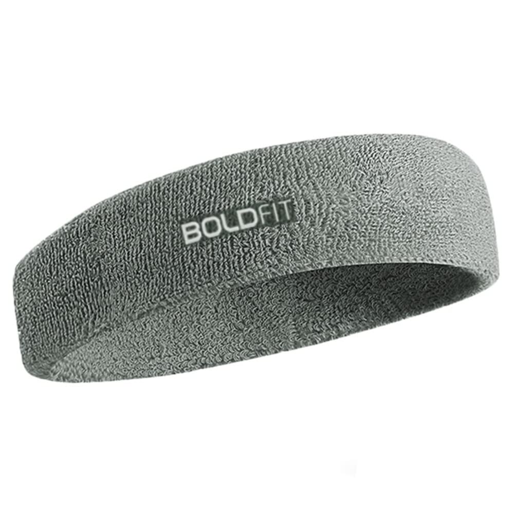 BoldfitSports Headbands for Men and Women - Breathable Non-Slip Stylish Sweat Band - Grey Gym Workout Headbands for Long Hair Universal, One Size