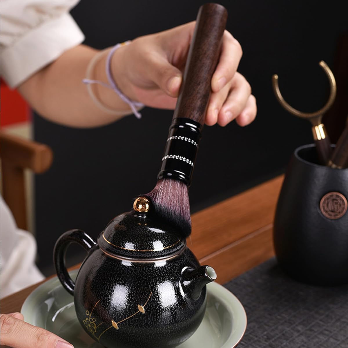 EEYZD Six Gentlemen Tea Set,Wood Tea Making Tools,Multifunctional Tea Ceremony Accessories Combination,Chinese Gongfu Tea Ceremony Utensils,Tea Set 4