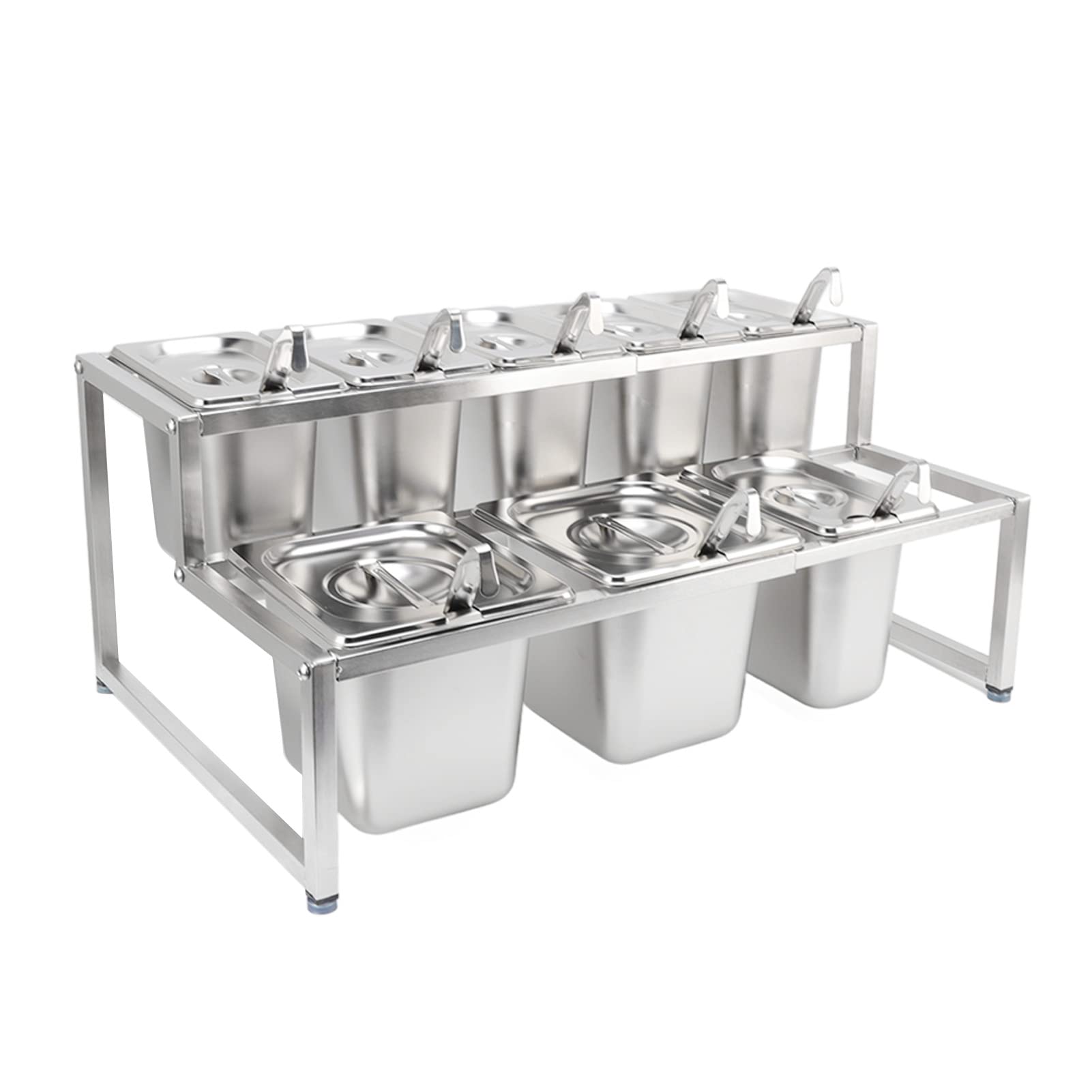Cocoarm Soporte Organizador de Mermelada, Estación de Condimentos de Acero Inoxidable Pulido, Soporte Inclinado de Encimera Integrado de 0,7 Mm con Esquinas Redondeadas para Mostrador de Buffet de