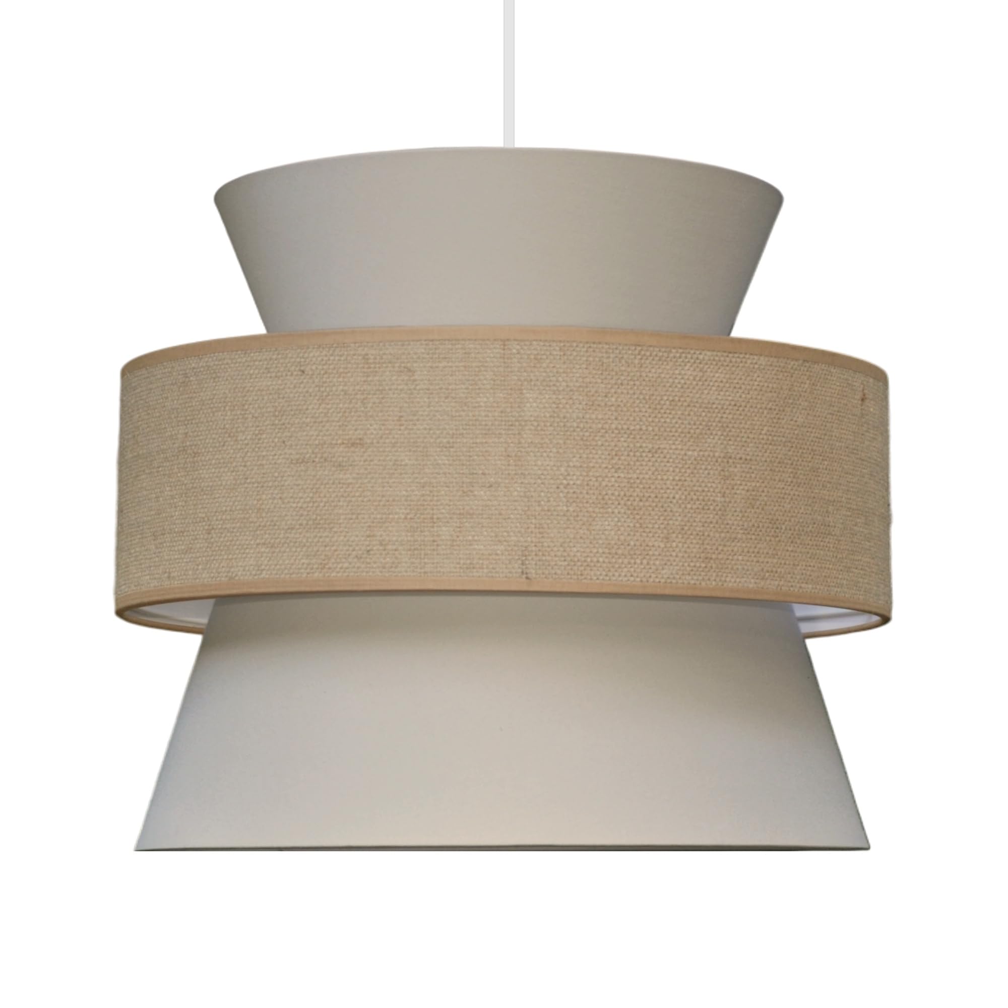 Lampada a sospensione BOHO 2xE27, diametro 38 cm, grande paralume in cotone e juta, per camera dei bambini, soggiorno, camera da letto, cucina, ingresso e ufficio, made in EU