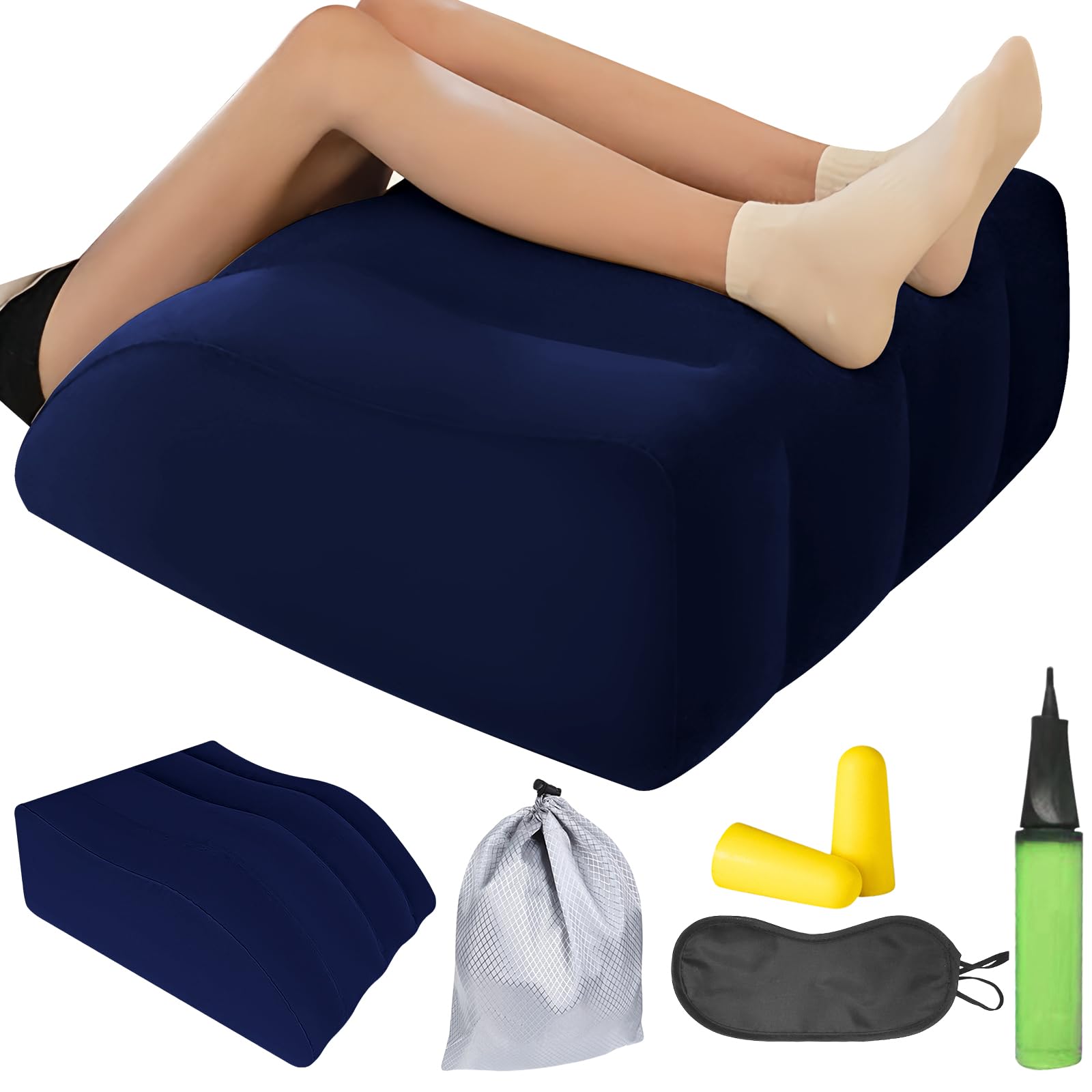 Almohada hinchable para piernas elevadas, cojín para venas: cojín de cuña para dormir, cojín elevador de piernas, cojín de apoyo para piernas, rodillas, mejora la circulación sanguínea, transpirable,