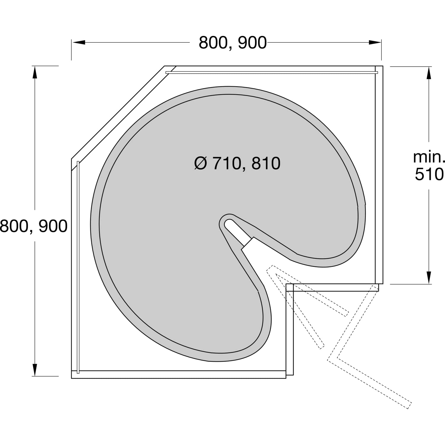 BUNKER® modulair hardhouten werkblad voor hoekkast, 865 mm Kopen