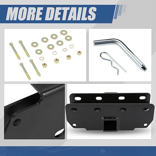 Miniatura 5 de Auto Dynasty Modelos no diésel Receptor de enganche de remolque trasero de 2 pulgadas clase 3 y pin compatible con Jeep Wrangler JK JL 2007-2023,