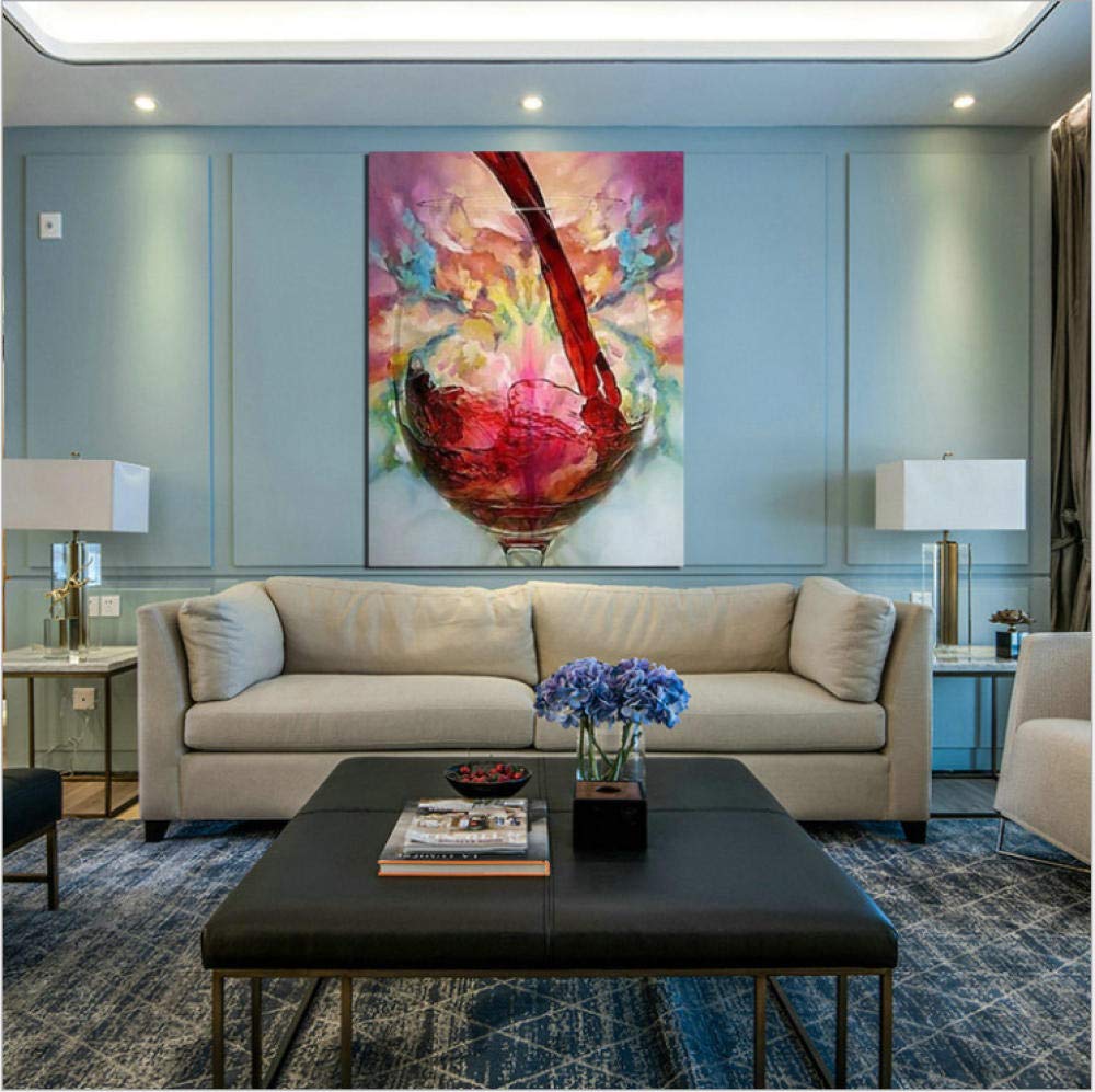 Peinture à l'huile de verre à vin moderne sans cadre toile peinte à la main pour décoration murale maison