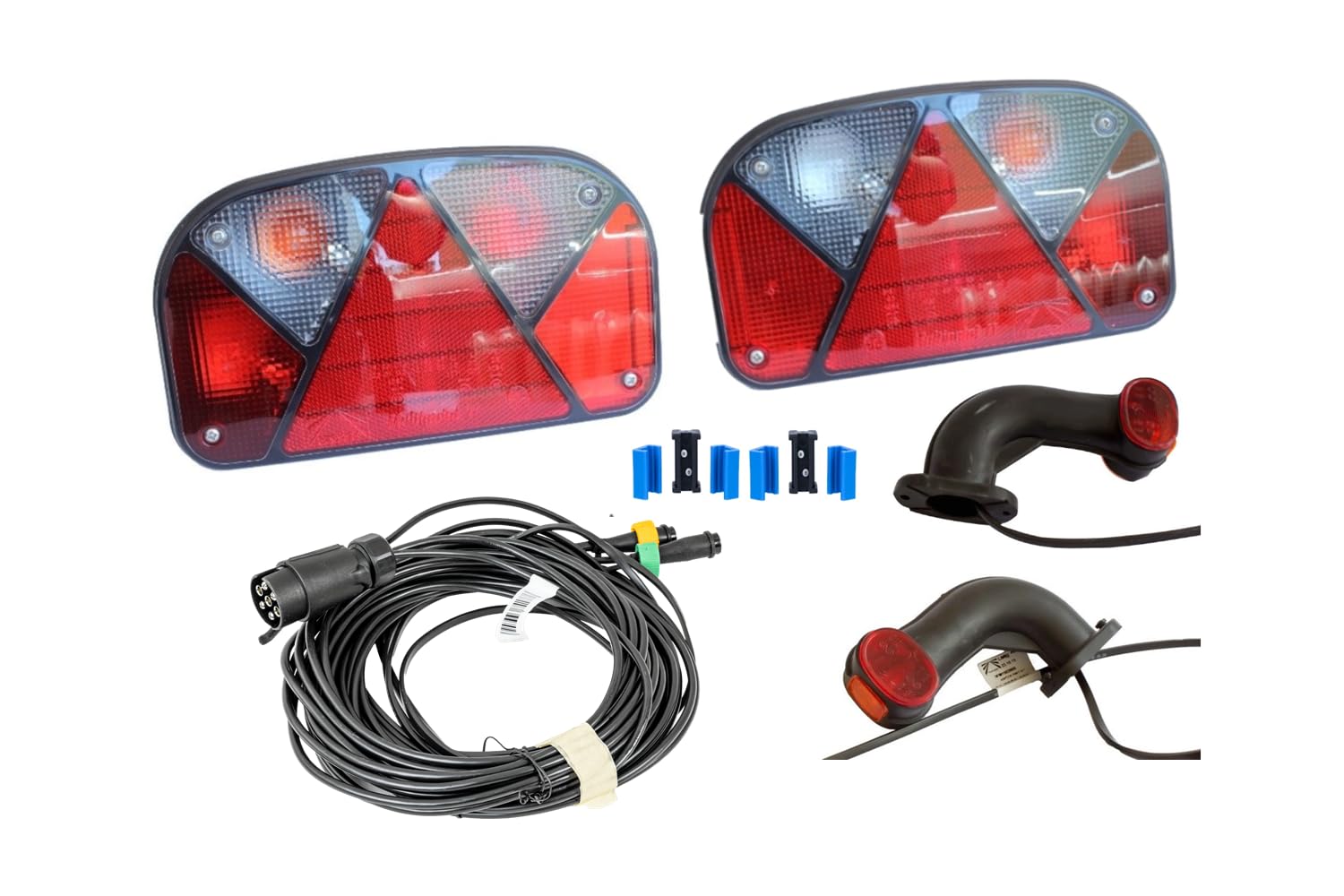 ASPÖCK und MANTES Anhänger Beleuchtungsset Multipoint II Rückleuchten Superpoint II Begrenzungsleuchten 7 poliger Stecker 7 m Kabelbaum Schnellverbinder 12 V für Anhänger Bajonett