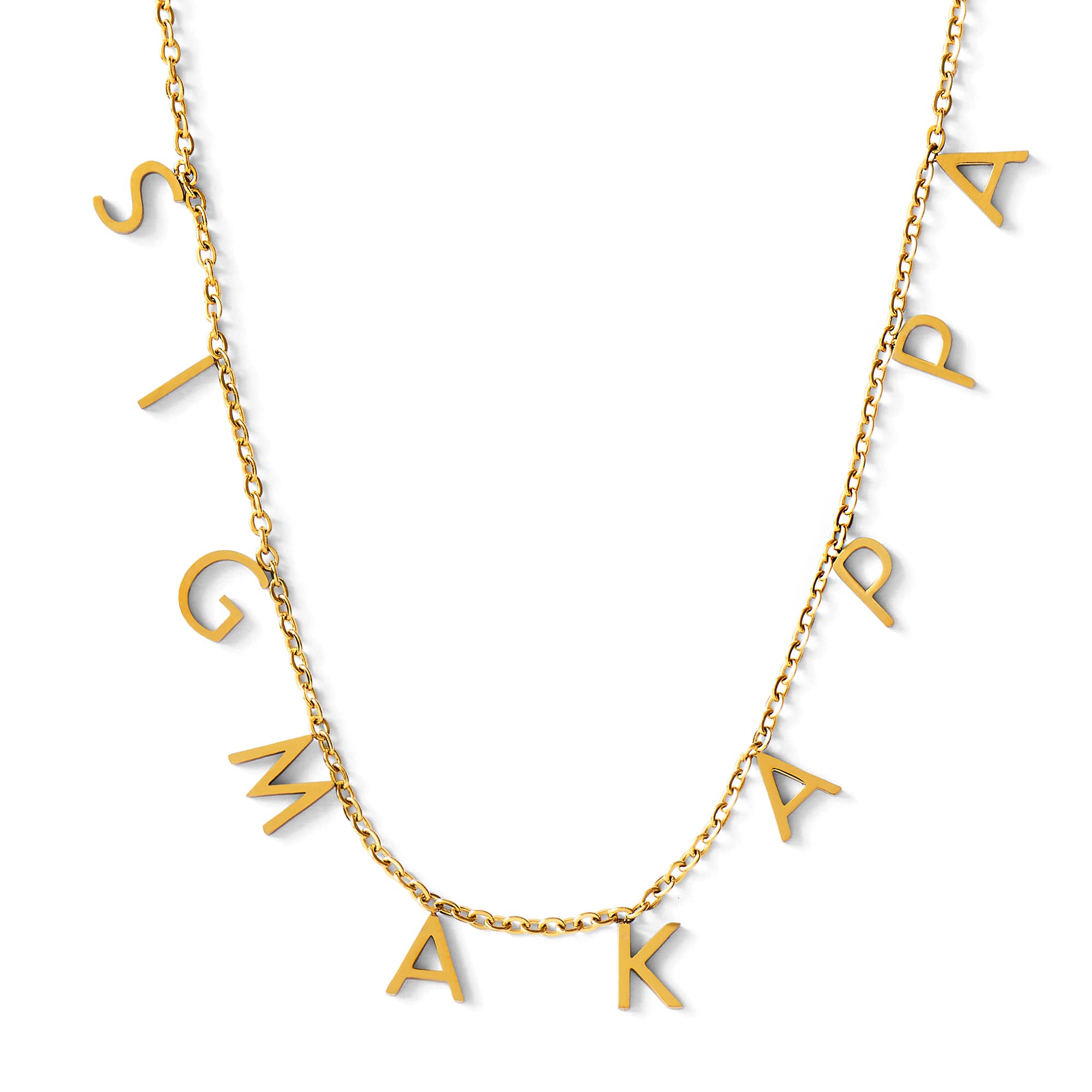 Sorority Shop Sigma Kappa Necklace — SK Name Necklace, 18K Gold Plated Sorority Gifts Necklace, Long-Lasting Sigma Kappa Gifts for Women