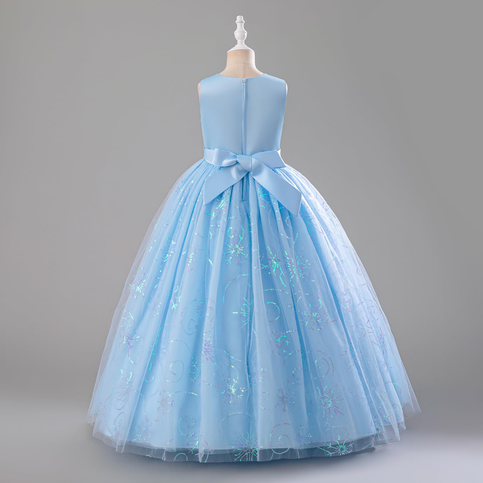IDOPIP Blumenmädchen-Kleid mit Perlenstickerei, ärmellos, Tüll, Midi-Kleid, Brautjungfer, Hochzeit, Party, Abschlussball, Geburtstag, Festzug, Kleid für Kinder und Mädchen