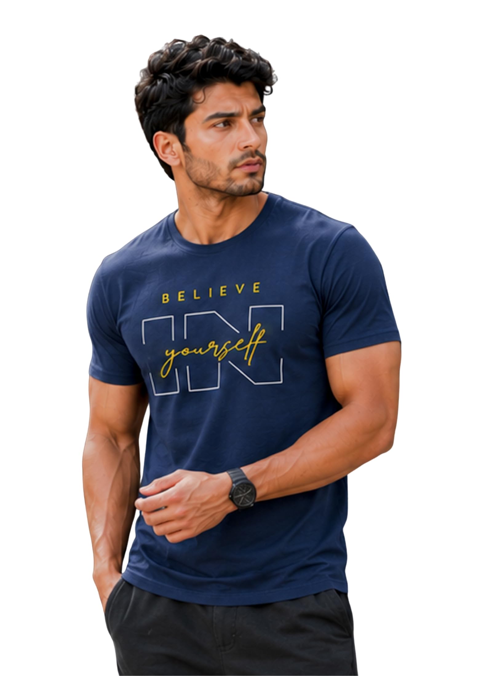 dpassion Men's Quick Dry Sports T-Shirt | Printed Gym Workout Running Training Activewear Tee-picture-41