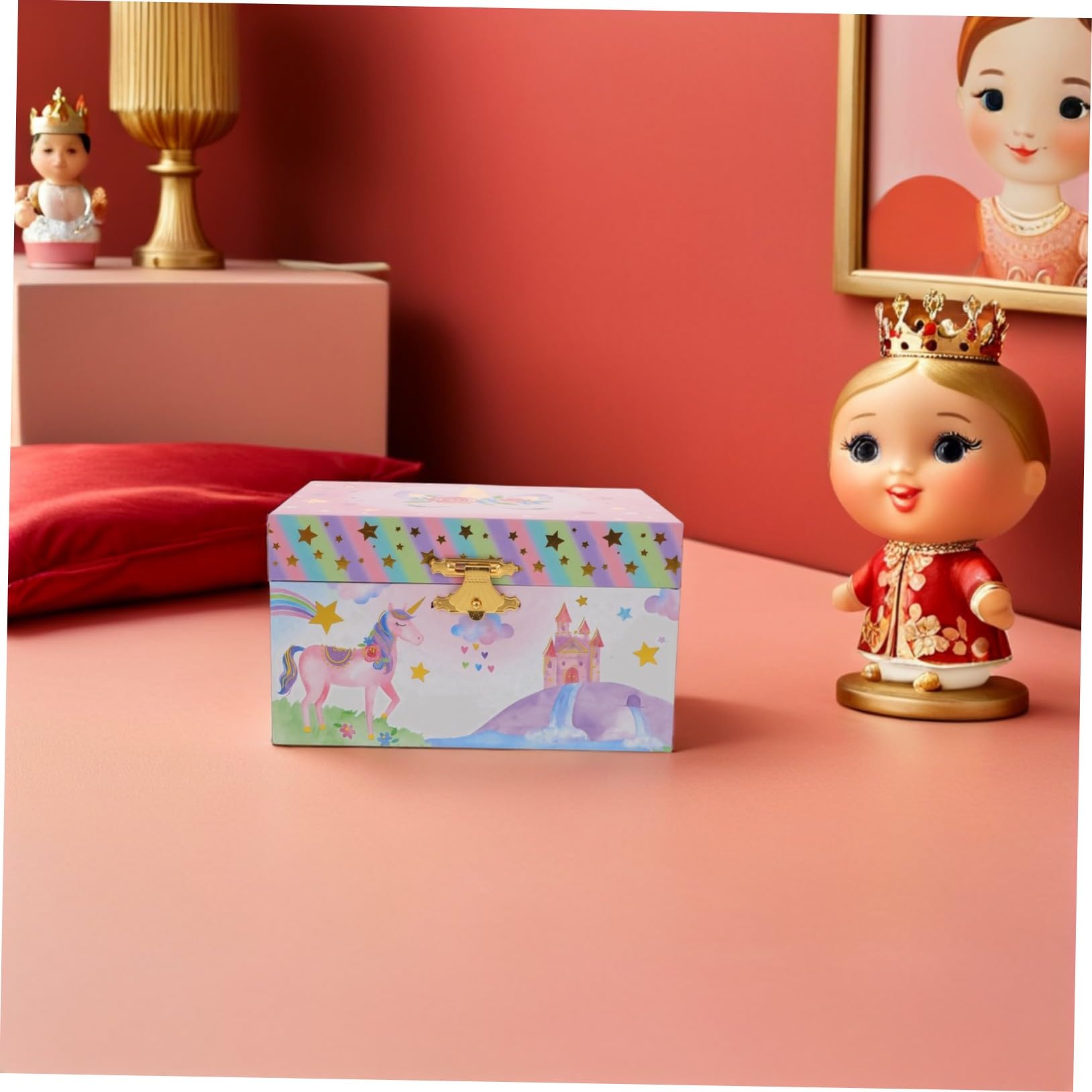 ibasenice Joyero Musical de Unicornio para Niña Caja de Música con Múltiples Compartimentos Cofre del Tesoro para Almacenamiento de Joyas Obsequio de Cumpleaños para Habitación de Niñas