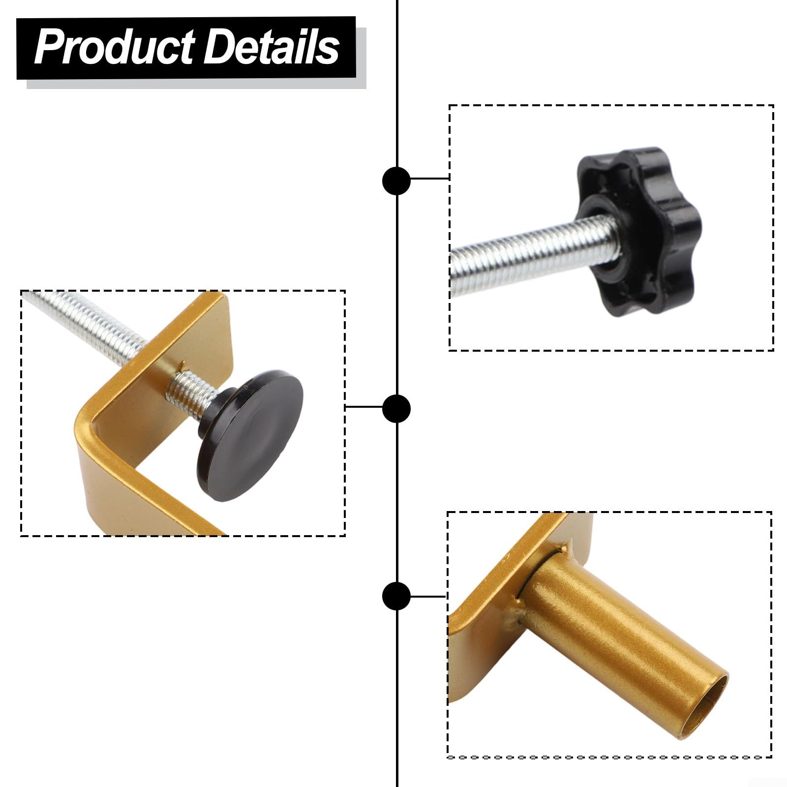 Soporte de barra de metal con dimensiones ajustables para decoración de mesa en varios tamaños y diseños de lugar (dorado)