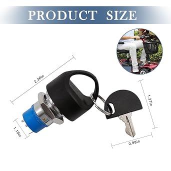 Mobility Scooter Key Switch, Ignition Starter On Off Switch Lock, Electric Vehicle Spare Start Ignition Switch for Pride