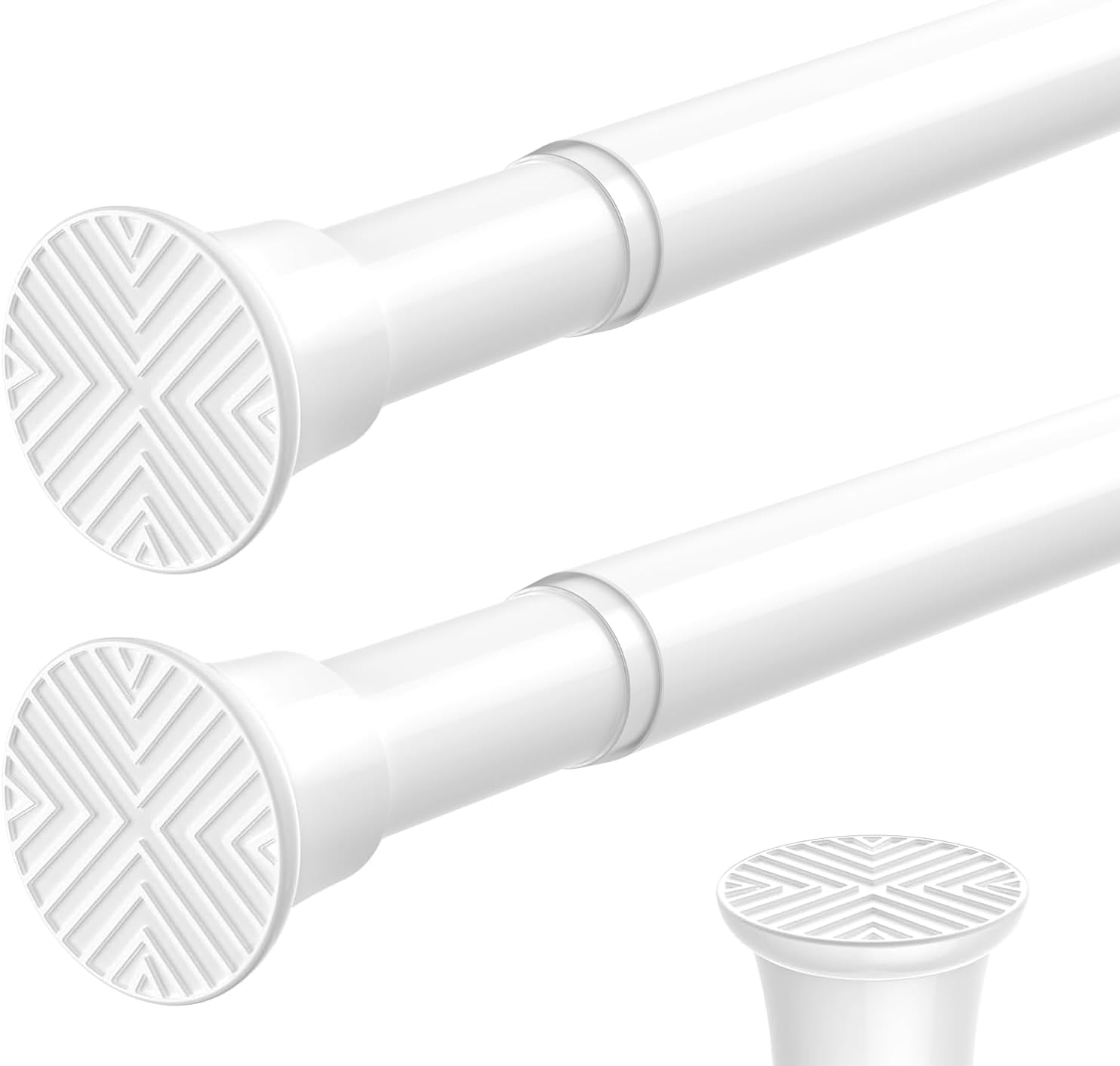 2PCS White Spring Curtain Rods for Windows 23 to 46 Inch, Adjustable Extendable Pressure Tension Curtain Rods No Drilling, Small Tension Rod for Doorway Bedroom Closet Door Kitchen White 23 to 46 inch-2pcs