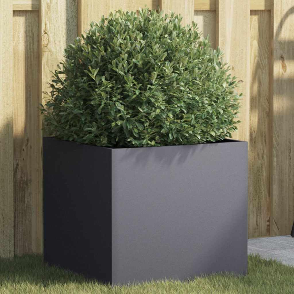 vidaXL Jardinières 2 pcs, Bacs à Fleurs, Pots de Plantes, Boîtes à Fleurs, Jardinières Surélevées de Jardin Terrasse, Anthracite 42x40x39 cm Acier