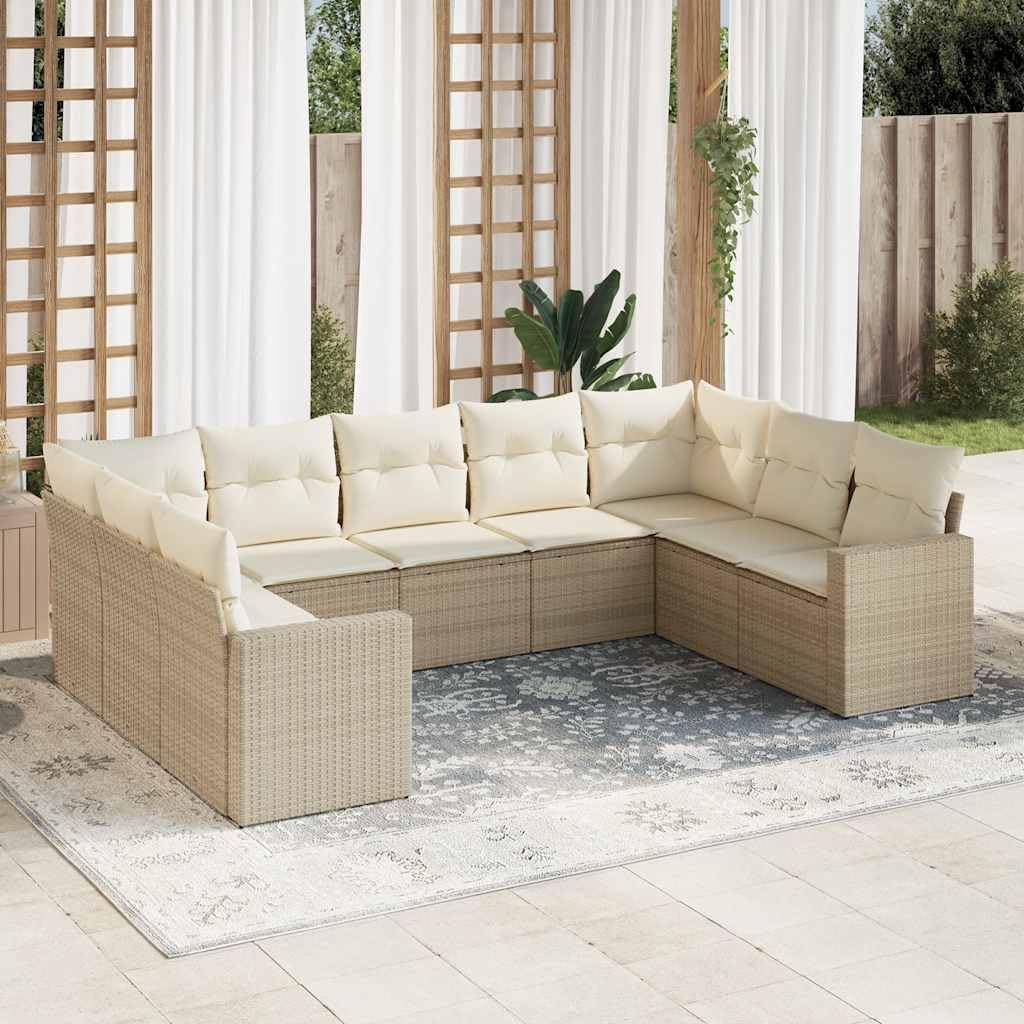 Ratán sintético resistente intemperie para terraza jardín beige 62x62x69 cm