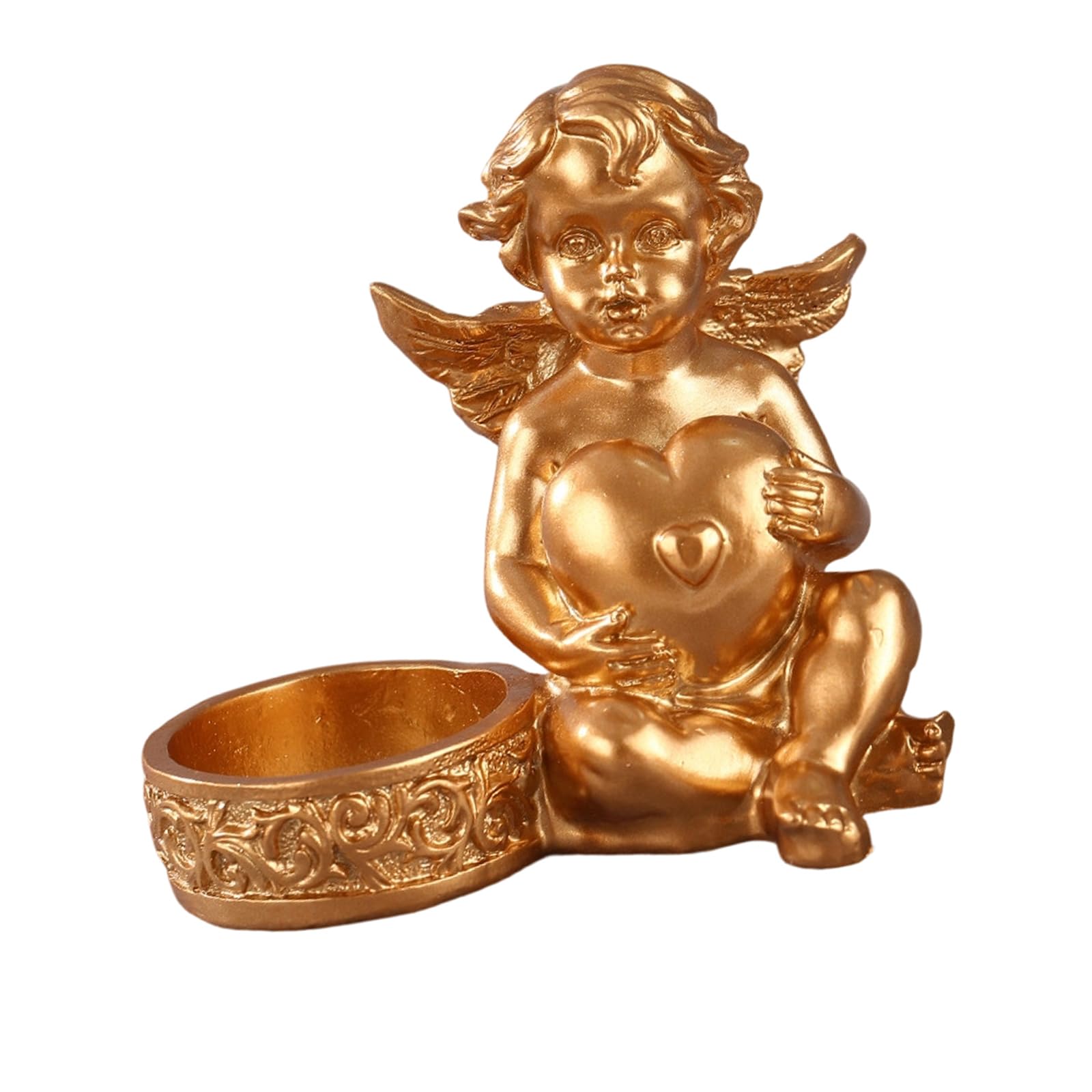 Tsophreniq Resin Moons Angelic Sculpture Tealight Holders Desktop Centerpieces Decoration for Wedding Baptisms Ornament Stand Desk