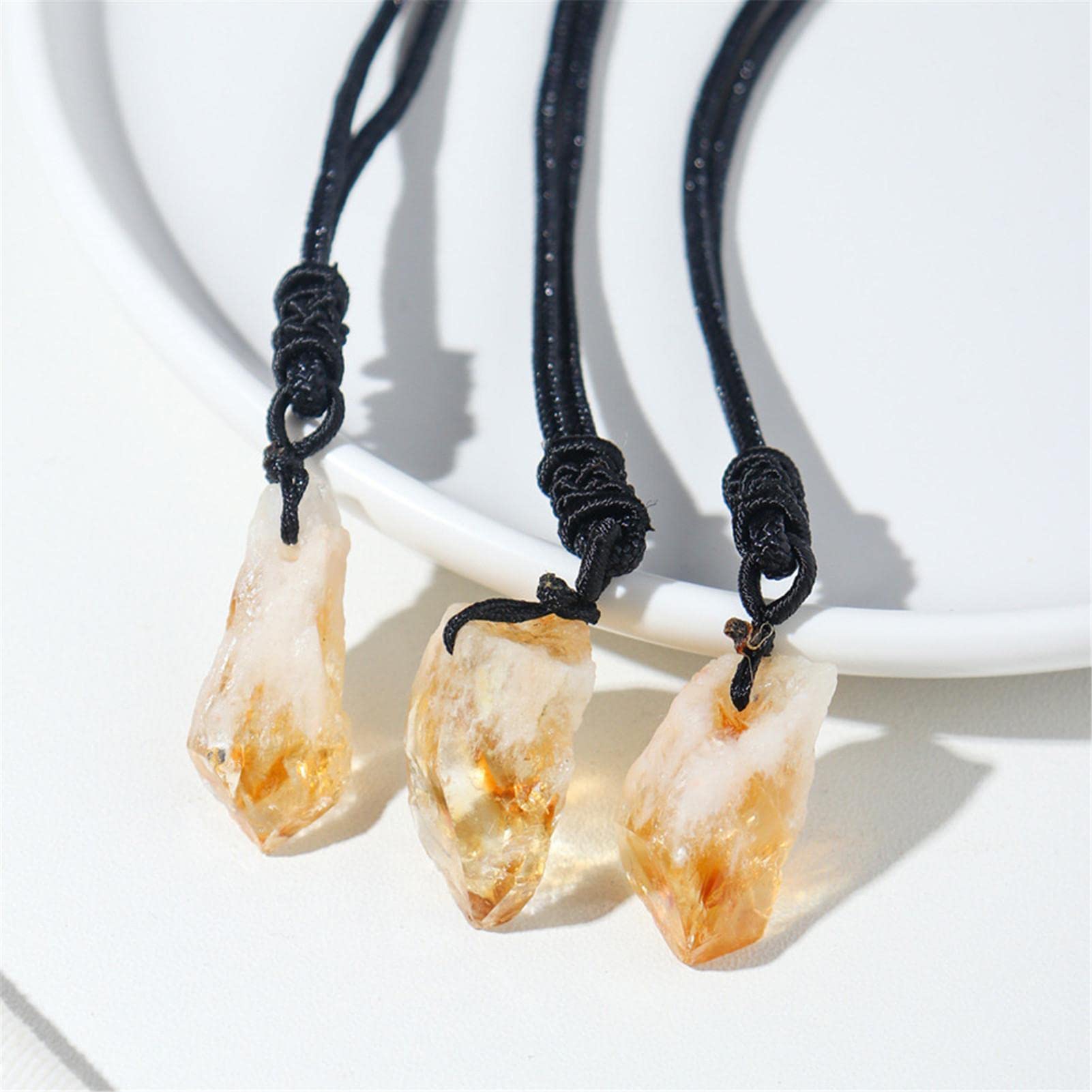 Collana Con Ciondolo In Citrino Naturale Grezzo - Pietra Curativa Di Quarzo Giallo, Regalo Unico Per Donne