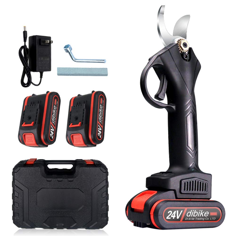 dibikeElectric Pruning Shears with Rechargeable Lithium Battery, 30mm Max Cutting Diameter, Power Tree Electric Branch Scissors Wood Prunner (Black-2)