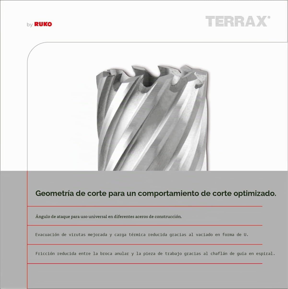 TERRAX A108820 - Juego brocas huecas vástago Weldon 19 mm de 7 piezas (6 brocas huecas + 1 guía-expulsor)