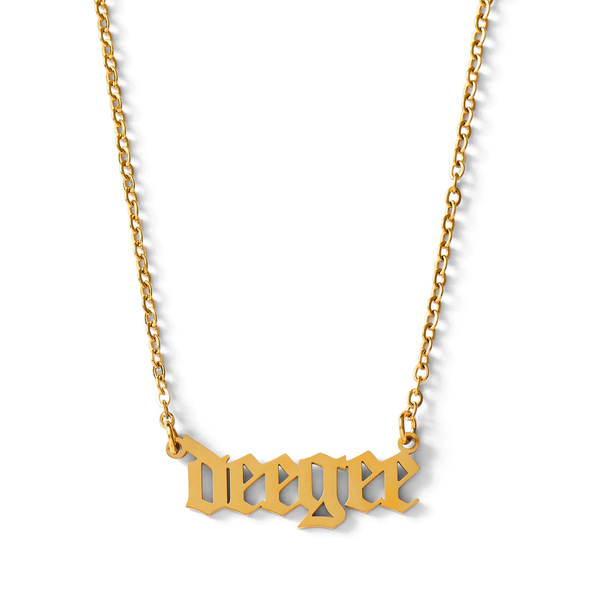 Sorority ShopDelta Gamma Necklace — DG 18K Gold Plated Sorority Necklace in Old English Font, Delta Gamma Gifts for Women