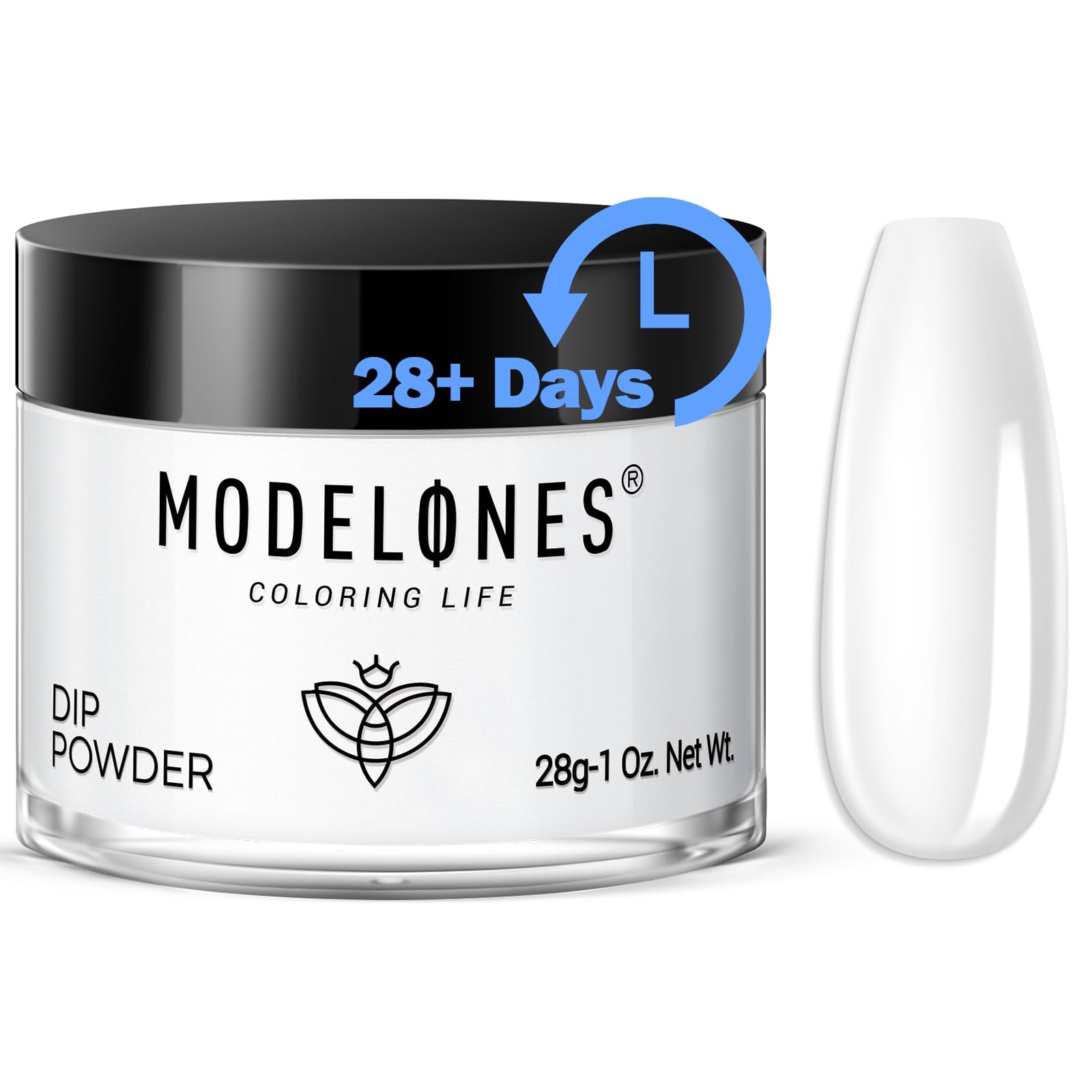 Modelones Dip Powder Clear Color, Nail Dipping Powder French Nail Art, 28+ Long-Lasting Build Powder Pro System Salon DIY at Home No Needed Lamp Cured