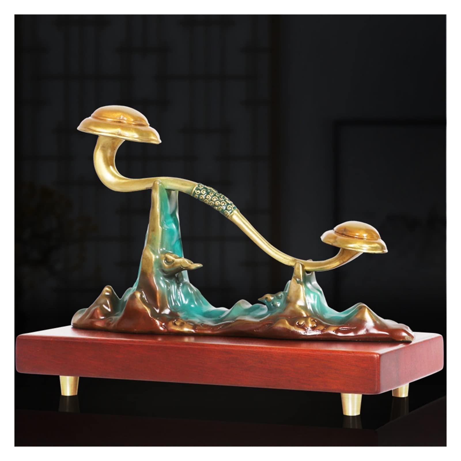 Dekoracje na biurko Czysta miedź rzeki i góry Ruyi ozdoby wejściowe mosiądz salon biuro ozdoby Feng Shui Akcesoria do biurka domowego(36 * 13.5 * 25.5cm)